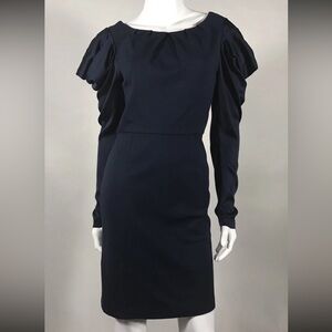 Unique and eye catching BCBG MaxAzria dress with draped sleeves